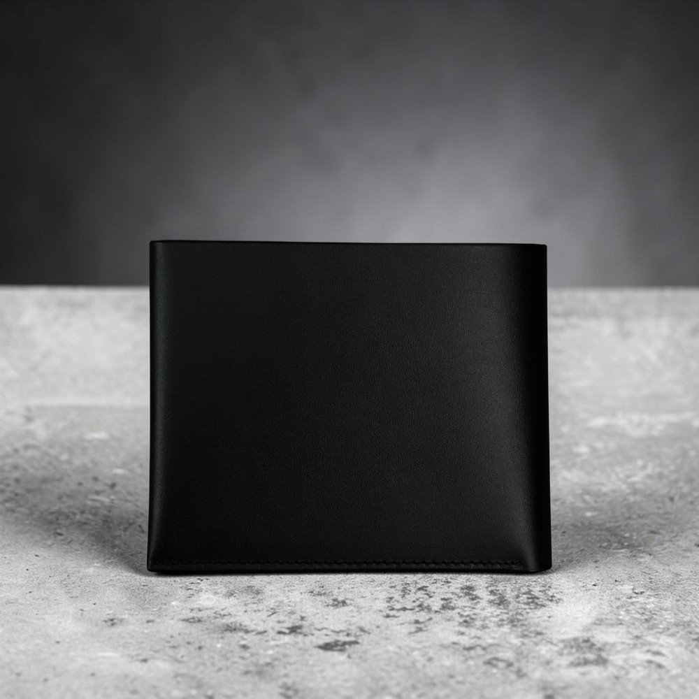 Zays Handcrafted Oil Pull Up Premium Leather Bifold Short Wallet (SW142-Black) - Image 2