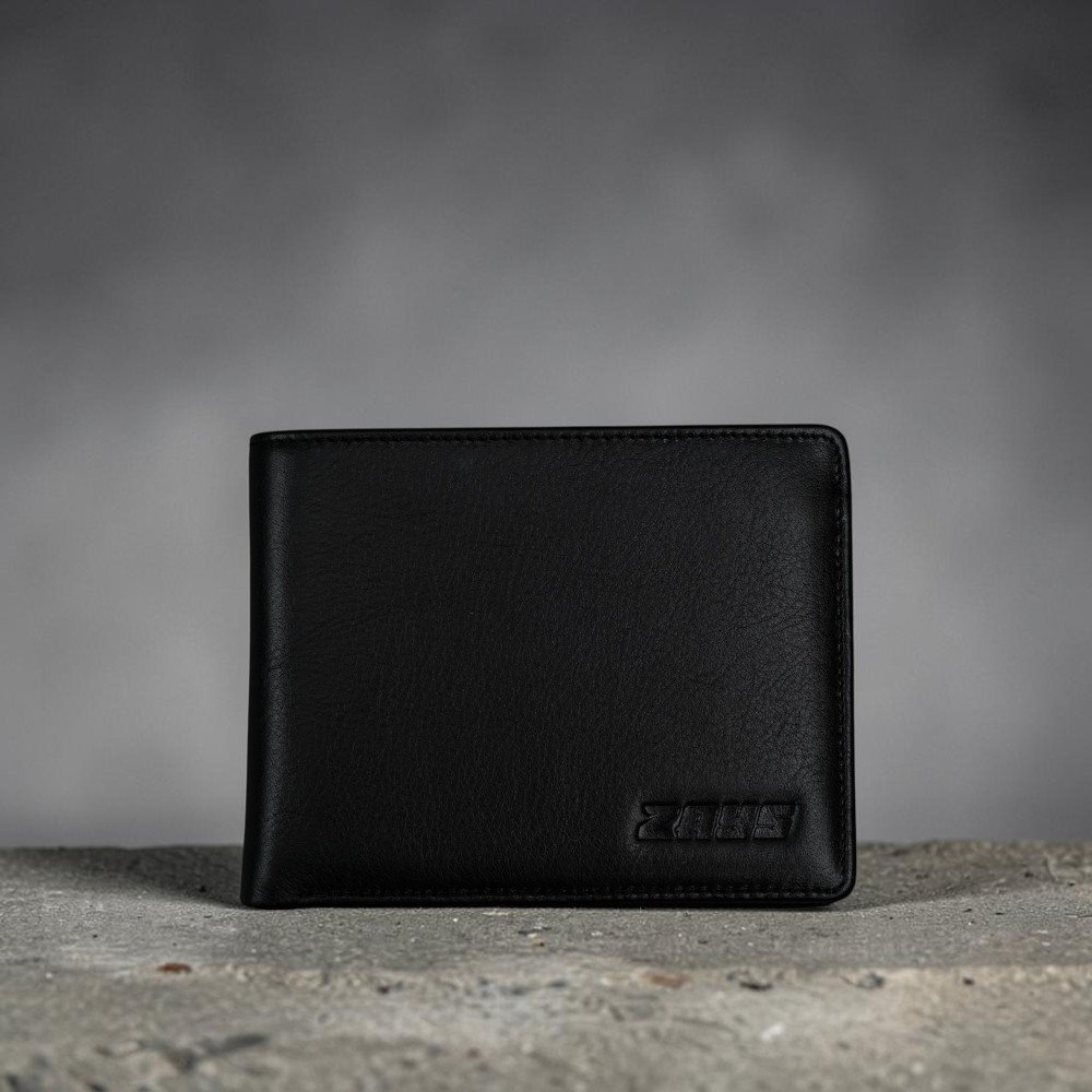 Zays Handcrafted Premium Leather Bifold Short Wallet (SW138-Black) - Image 2