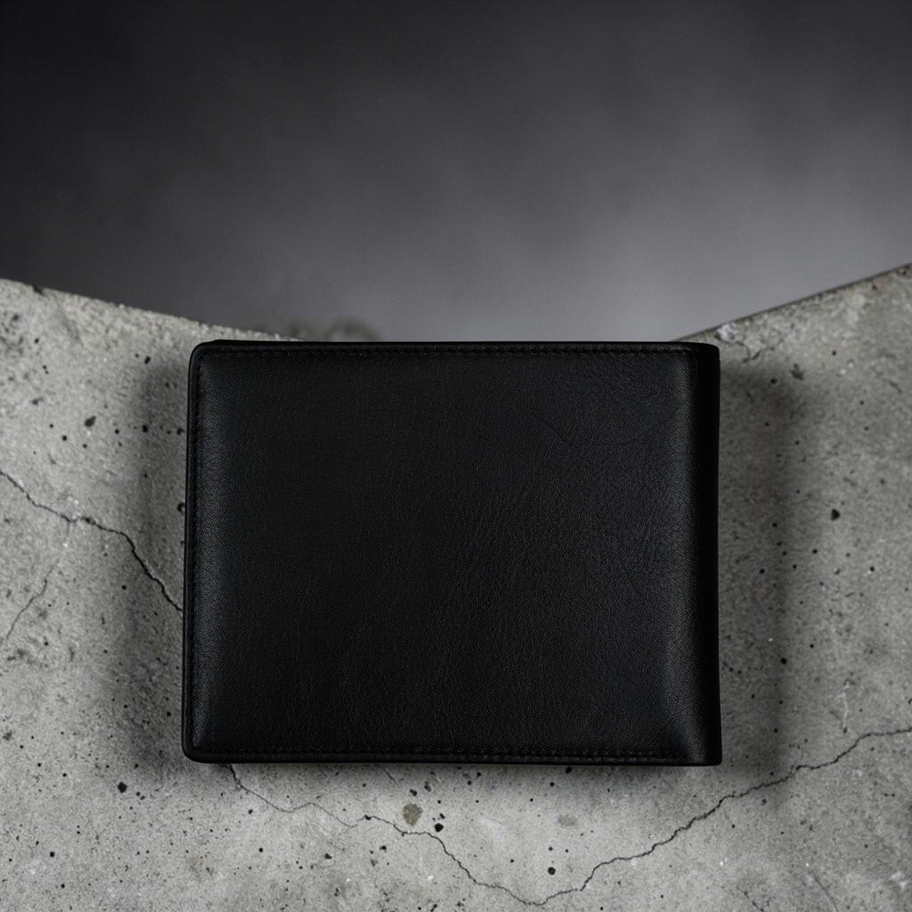 Zays Handcrafted Premium Leather Bifold Short Wallet (SW138-Black) - Image 6