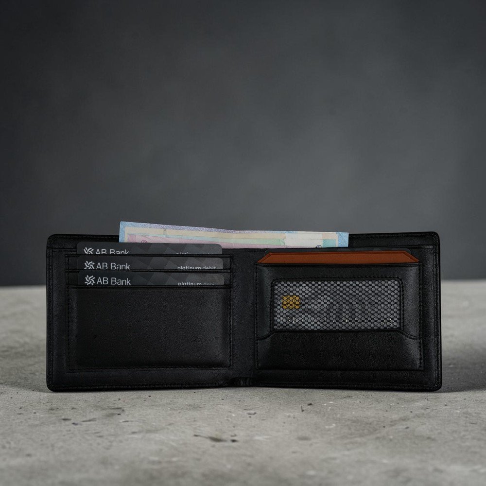 Zays Handcrafted Premium Leather Bifold Short Wallet (SW138-Black)