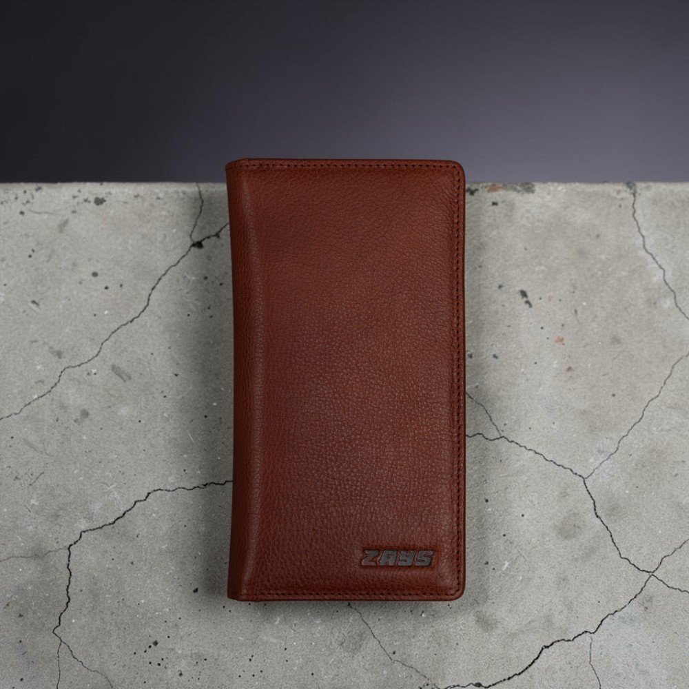 Zays Handcrafted Premium Eco-Friendly Leather Long Wallet for Mobile and Many things (LW114-Brown)