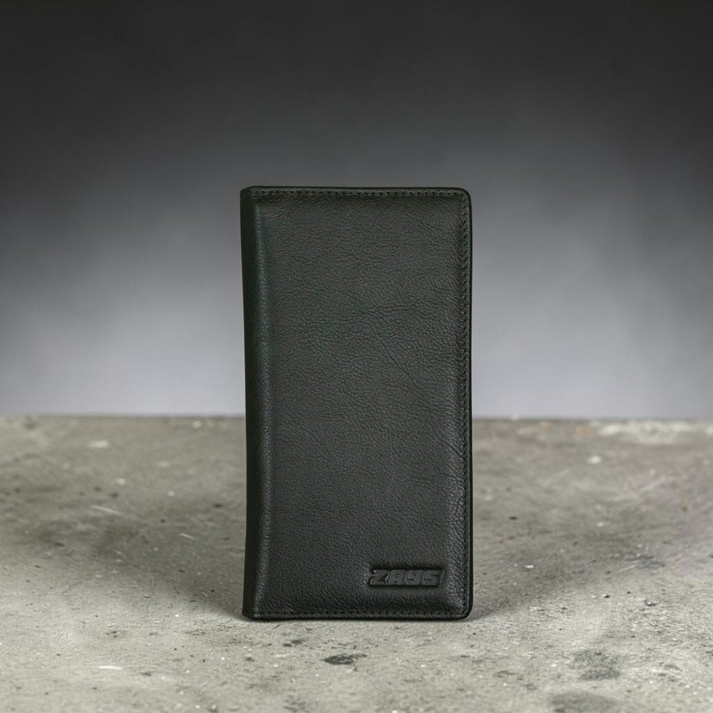 Zays Handcrafted Premium Eco-Friendly Leather Long Wallet for Mobile and Many things (LW115-Olive)
