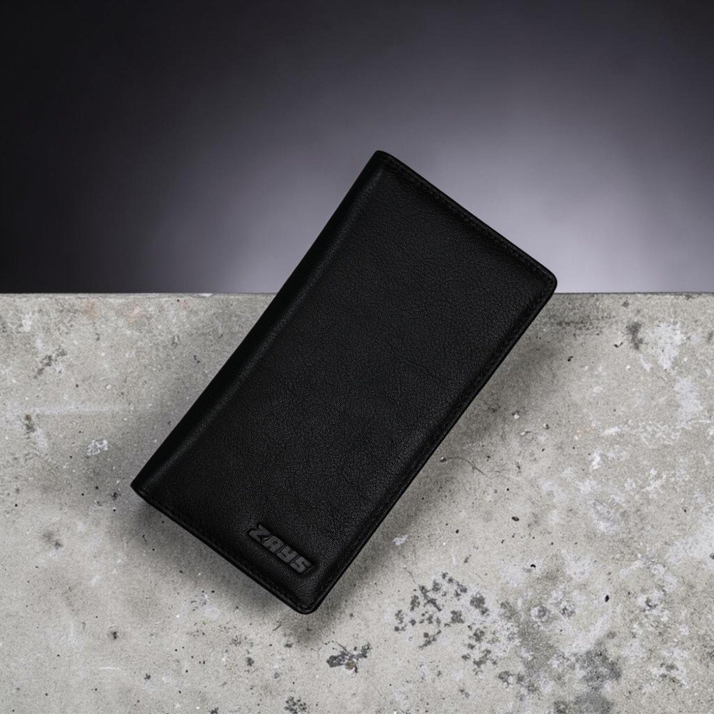 Zays Handcrafted Premium Eco-Friendly Leather Long Wallet for Mobile and Many things (LW112-Black) - Image 7