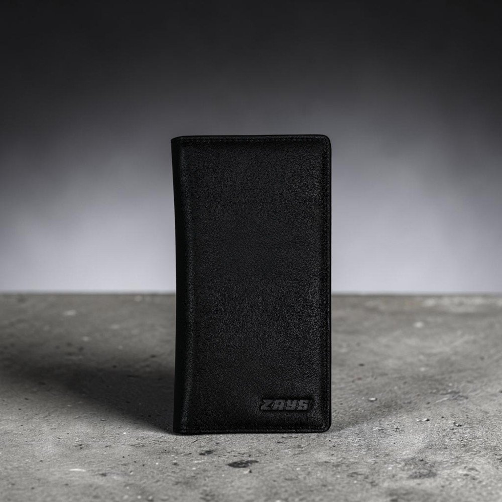 Zays Handcrafted Premium Eco-Friendly Leather Long Wallet for Mobile and Many things (LW112-Black)
