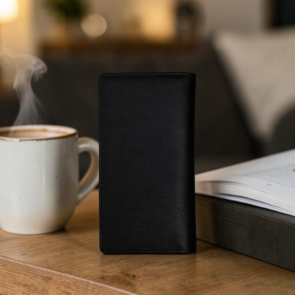 Zays Handcrafted Premium Eco-Friendly Leather Long Wallet for Mobile and Many things (LW112-Black) - Image 5