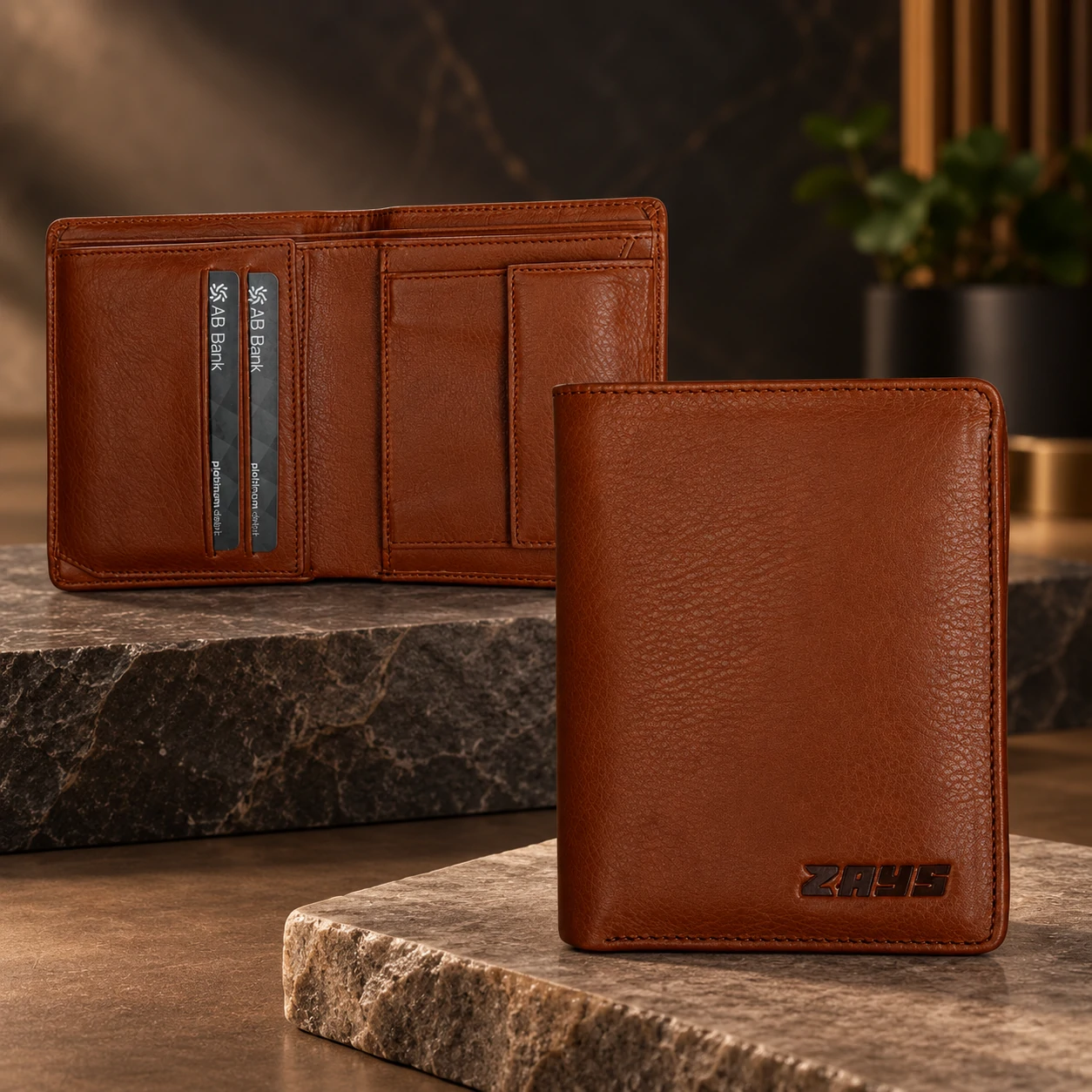 Zays Handcrafted Premium Leather Bifold Short Wallet - W107 - Image 27