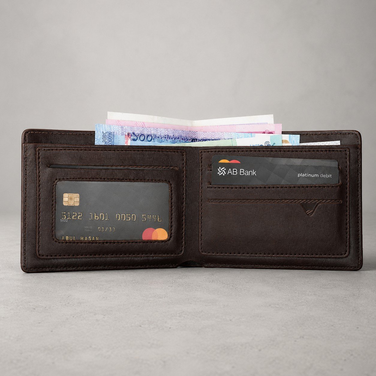 Zays Handcrafted Premium Leather Bifold Short Wallet (SW121-Chocolate) - Image 2
