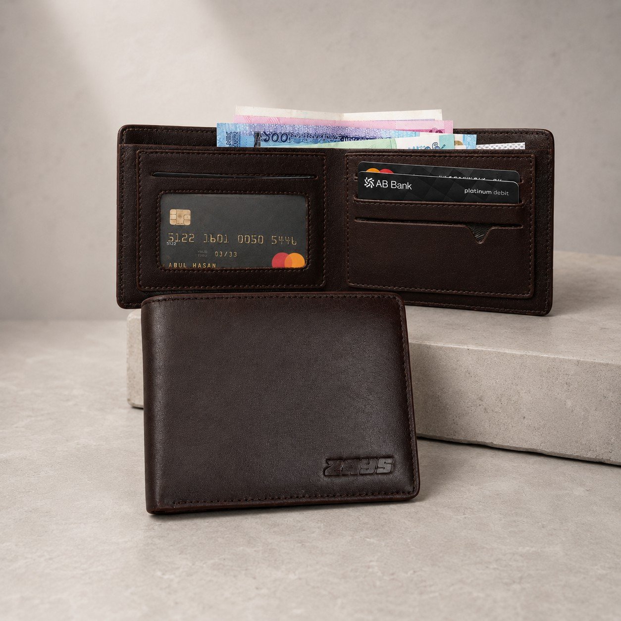 Zays Handcrafted Premium Leather Bifold Short Wallet (SW121-Chocolate) - Image 6