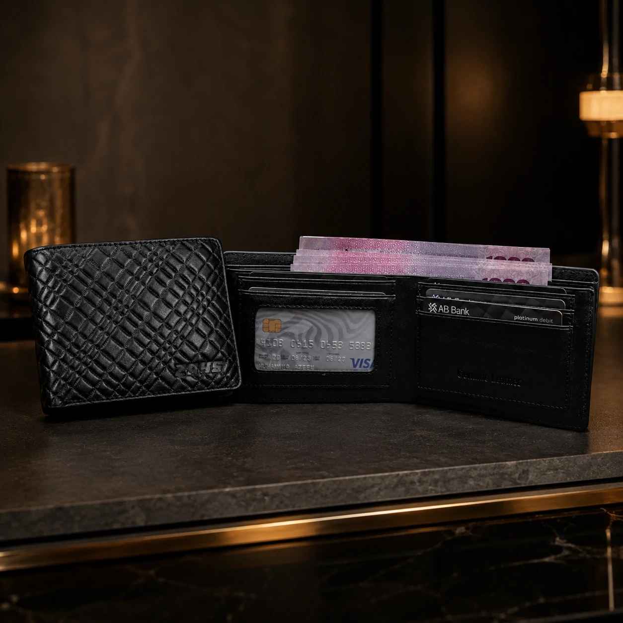 Zays Handcrafted Premium Leather Bifold Short Wallet - W102 - Image 3