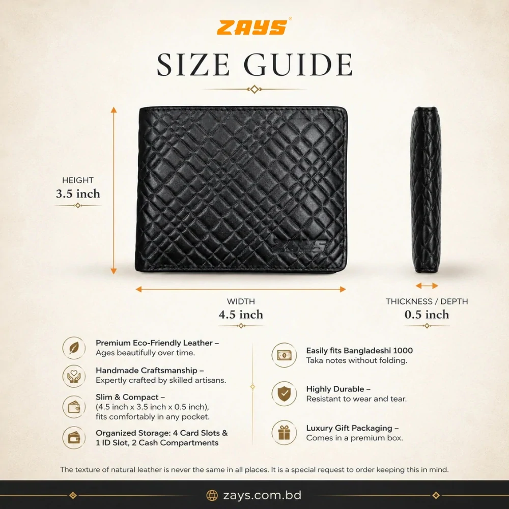 Zays Handcrafted Premium Leather Bifold Short Wallet - W102 - Image 4