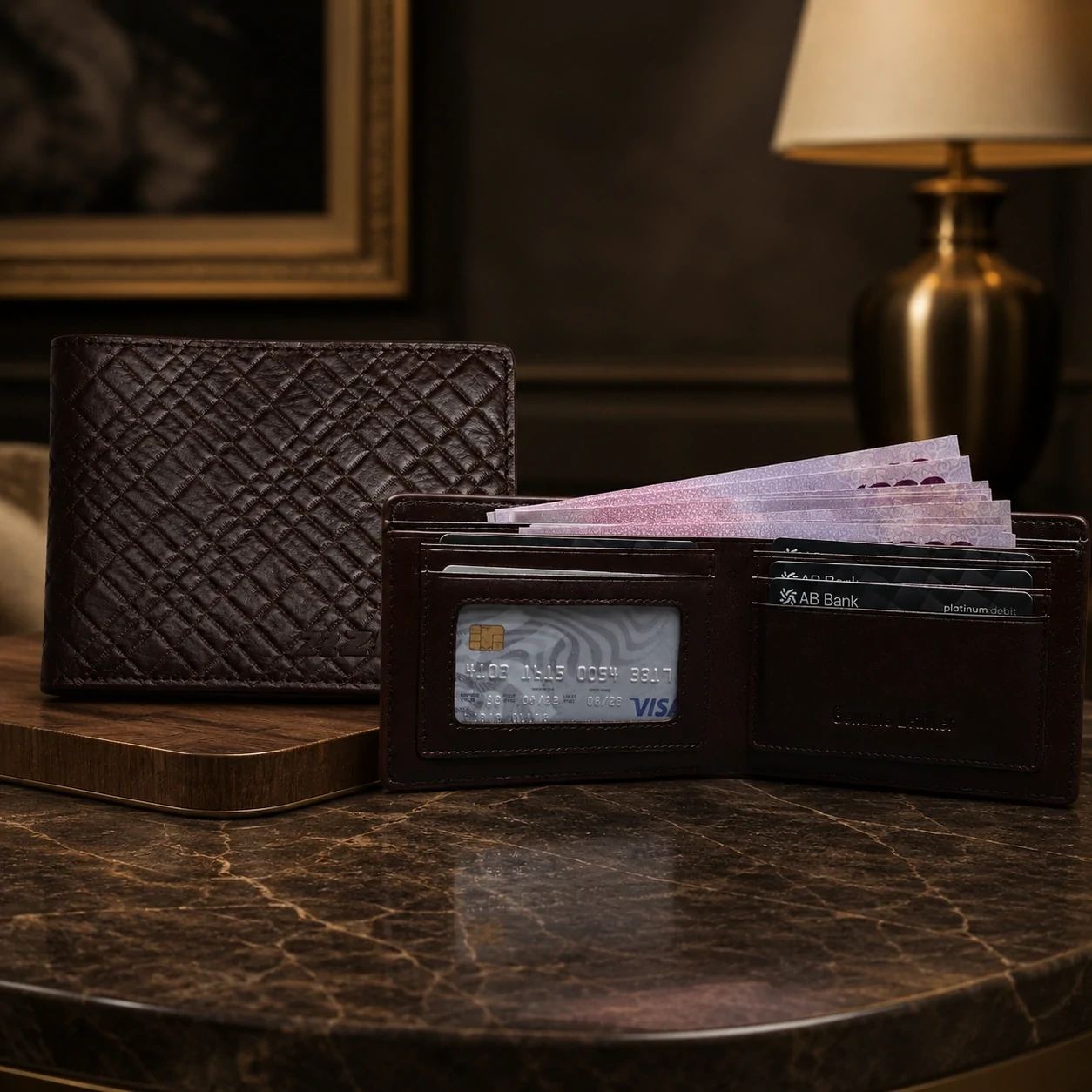 Zays Handcrafted Premium Leather Bifold Short Wallet - W102 - Image 2