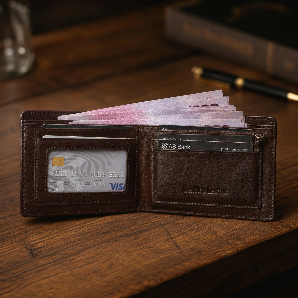 Zays Handcrafted Premium Leather Bifold Short Wallet - W102 - Image 13