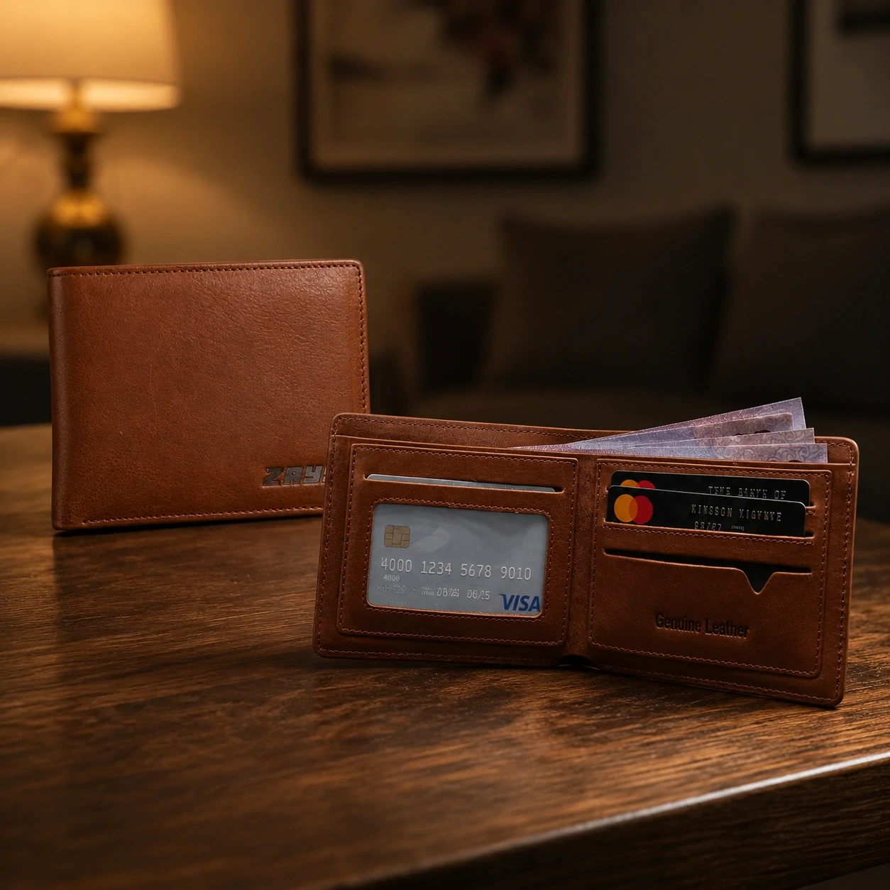 Zays Handcrafted Premium Leather Bifold Short Wallet - W103 - Image 4