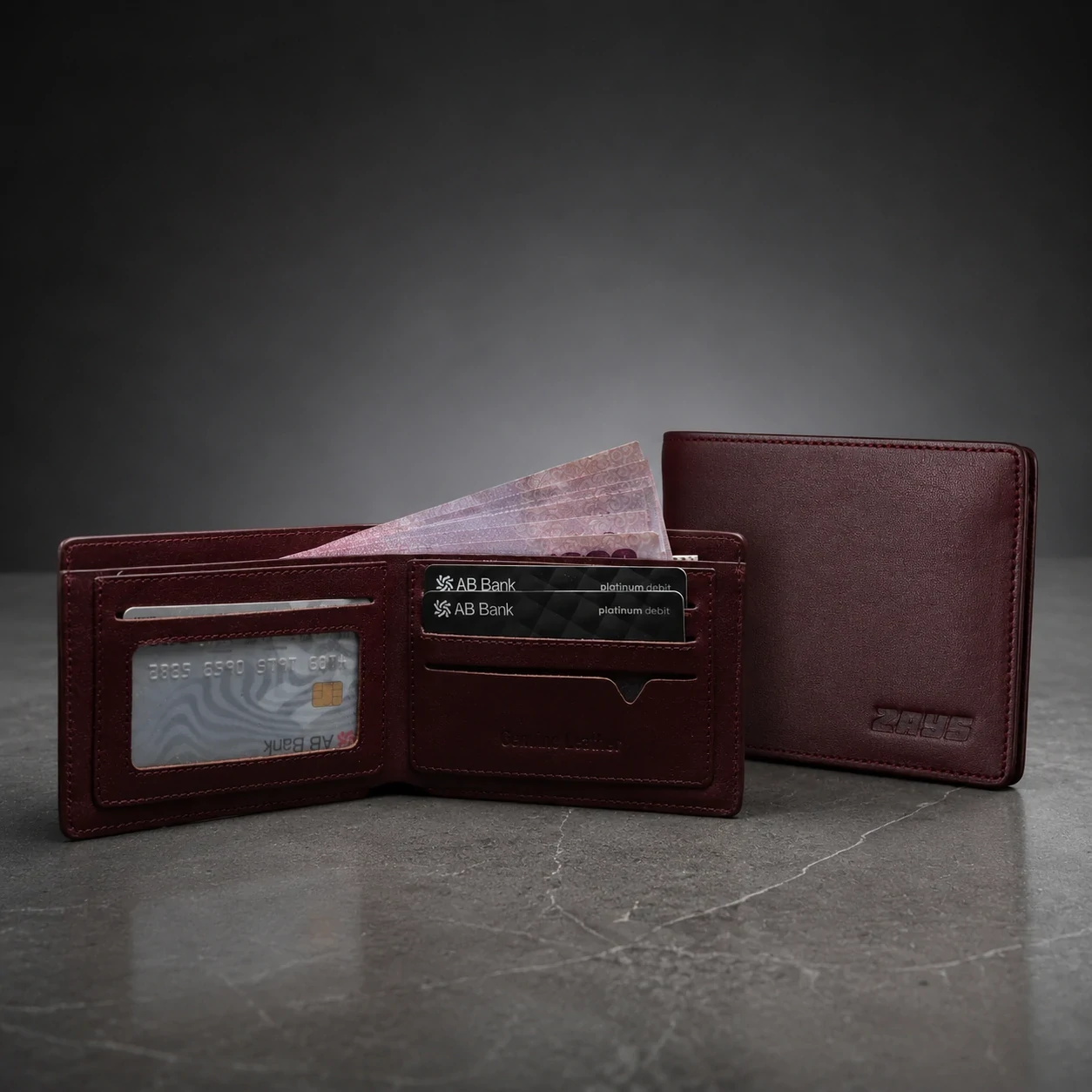 Zays Handcrafted Premium Leather Bifold Short Wallet - W103 - Image 3