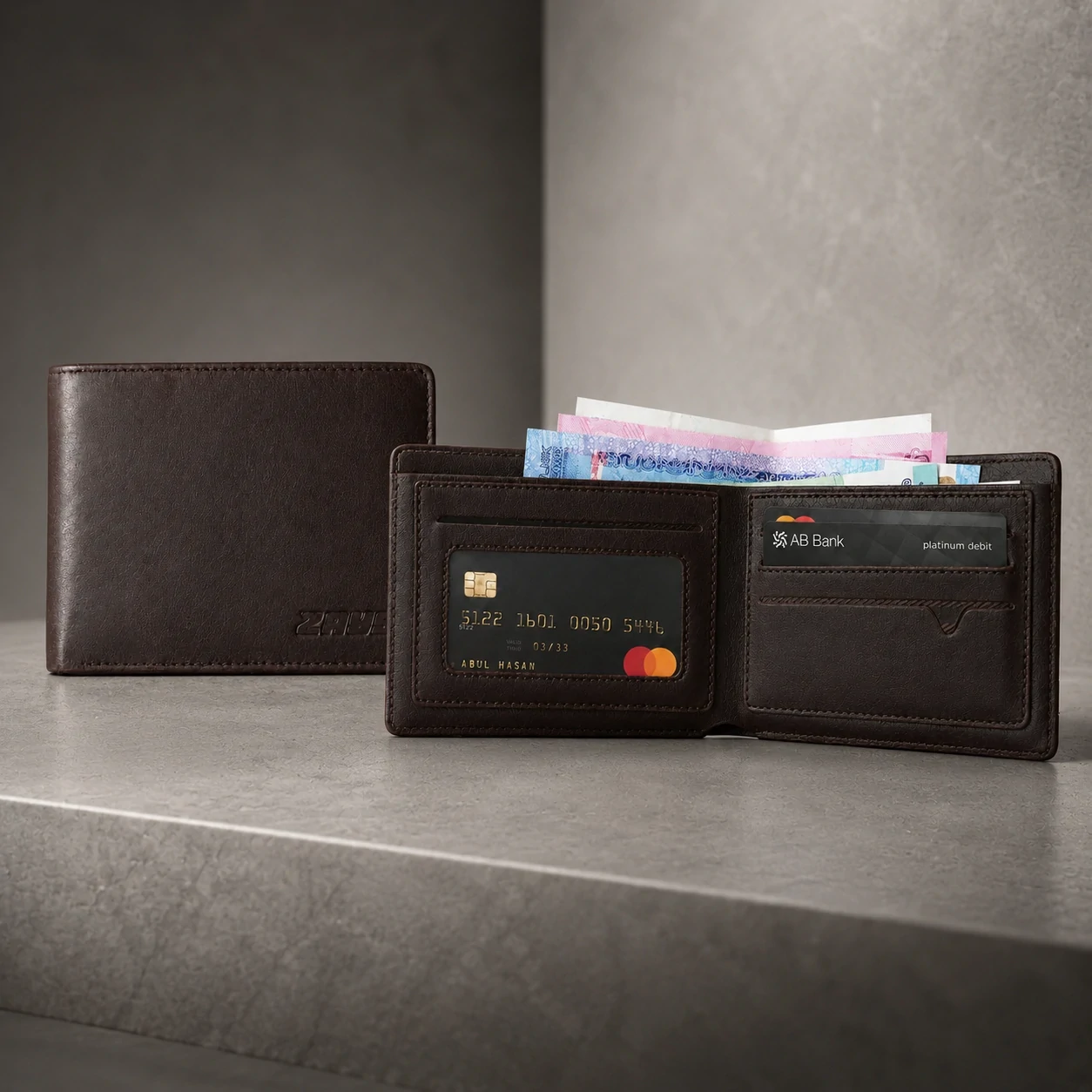 Zays Handcrafted Premium Leather Bifold Short Wallet - W103 - Image 2