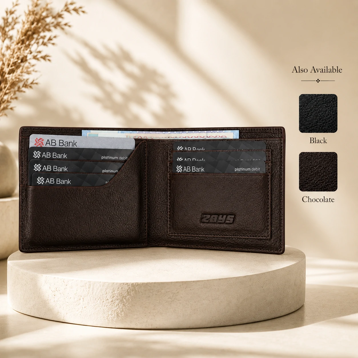 Zays Handcrafted Premium Leather Bifold Short Wallet - W104 - Image 8