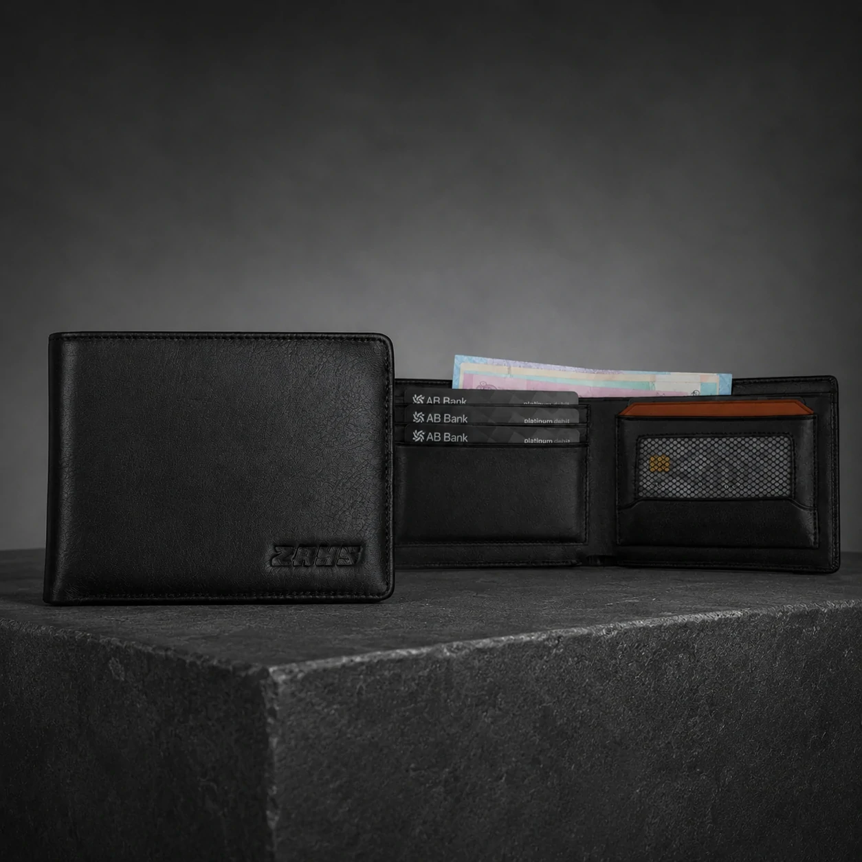 Zays Handcrafted Premium Leather Bifold Short Wallet - W105 - Image 3