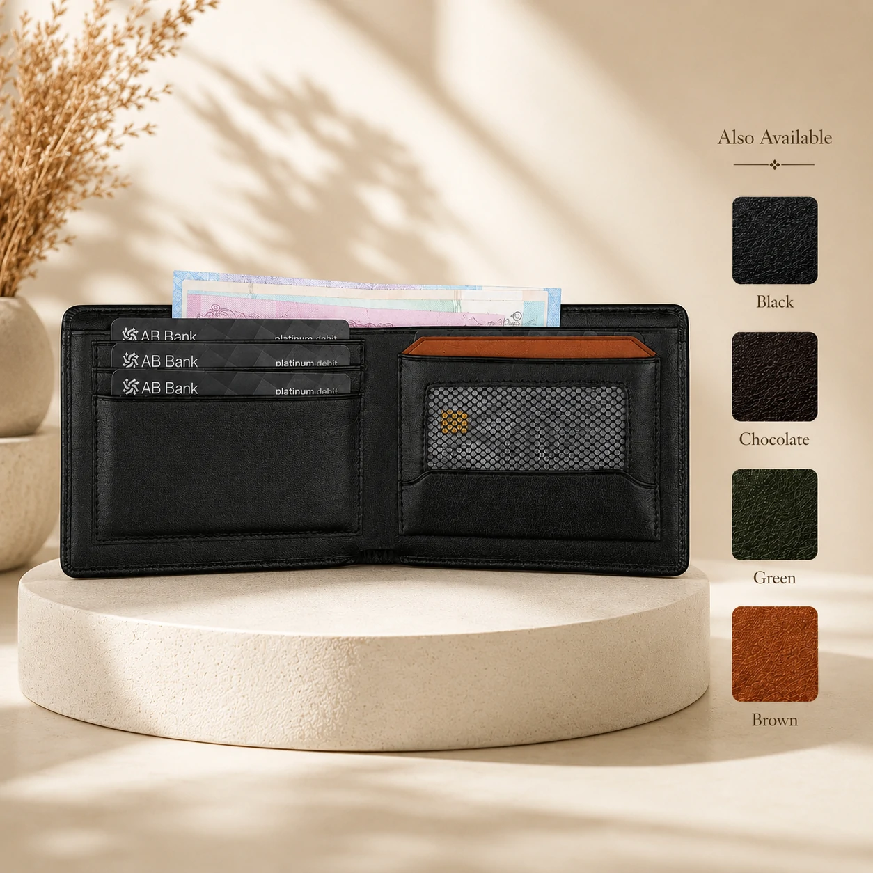 Zays Handcrafted Premium Leather Bifold Short Wallet - W105 - Image 21