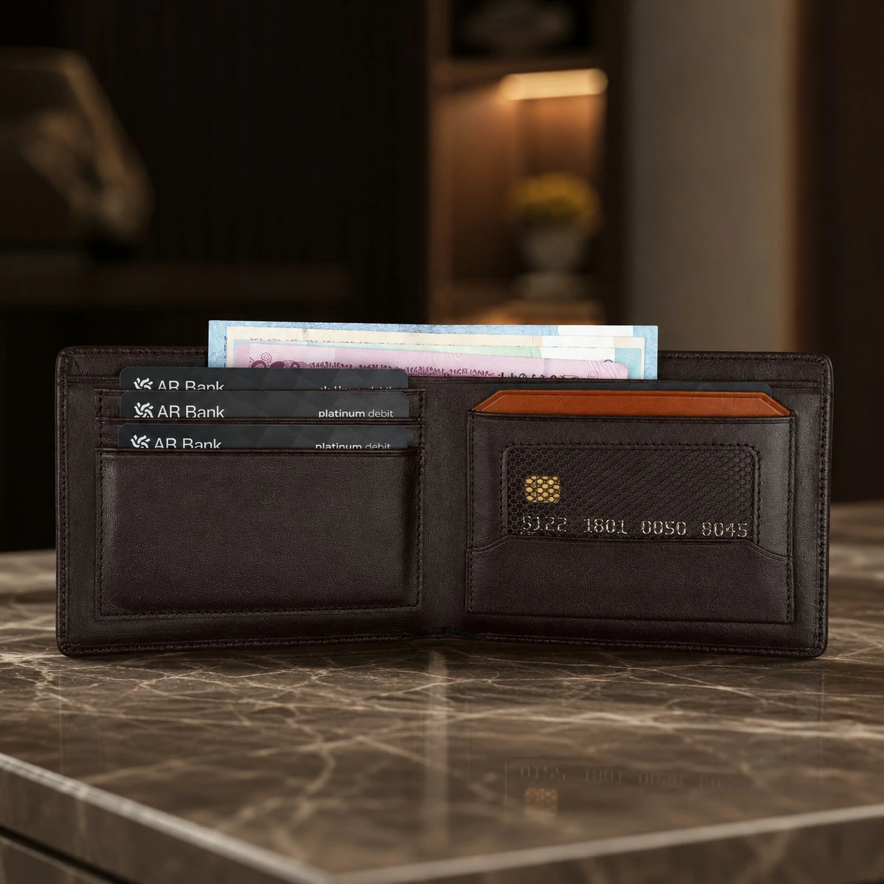 Zays Handcrafted Premium Leather Bifold Short Wallet - W105 - Image 13