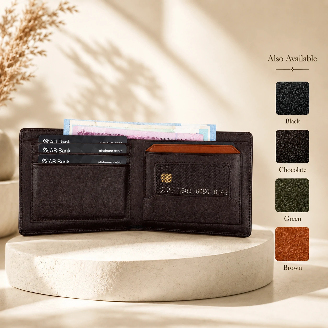 Zays Handcrafted Premium Leather Bifold Short Wallet - W105 - Image 19