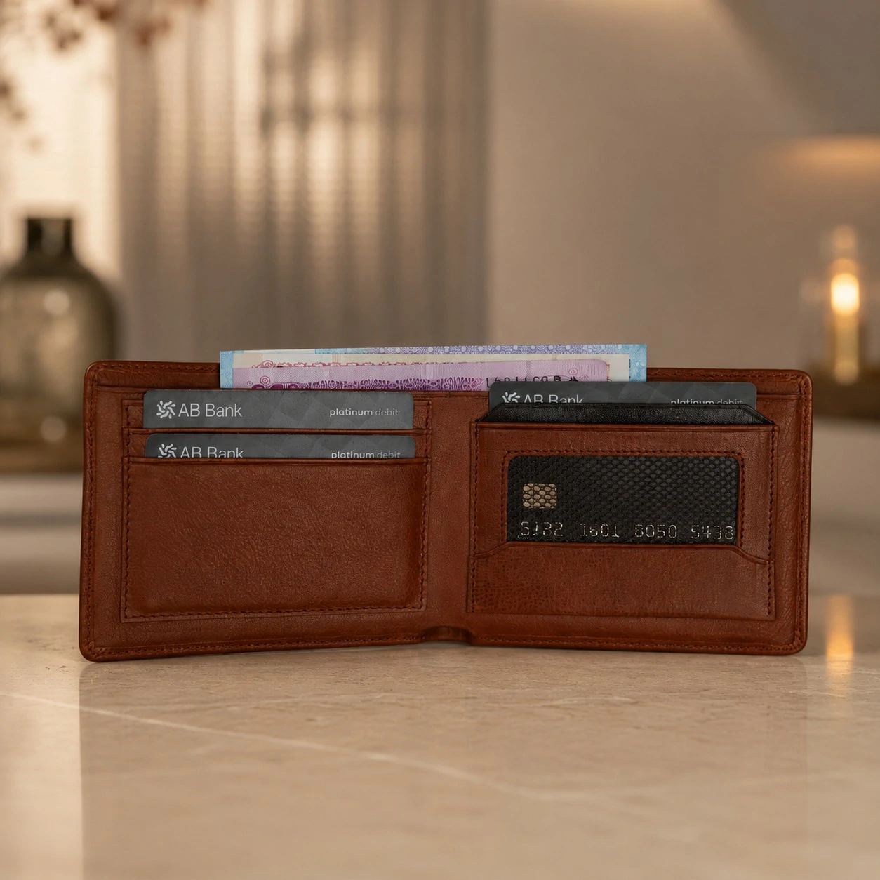 Zays Handcrafted Premium Leather Bifold Short Wallet - W105 - Image 20