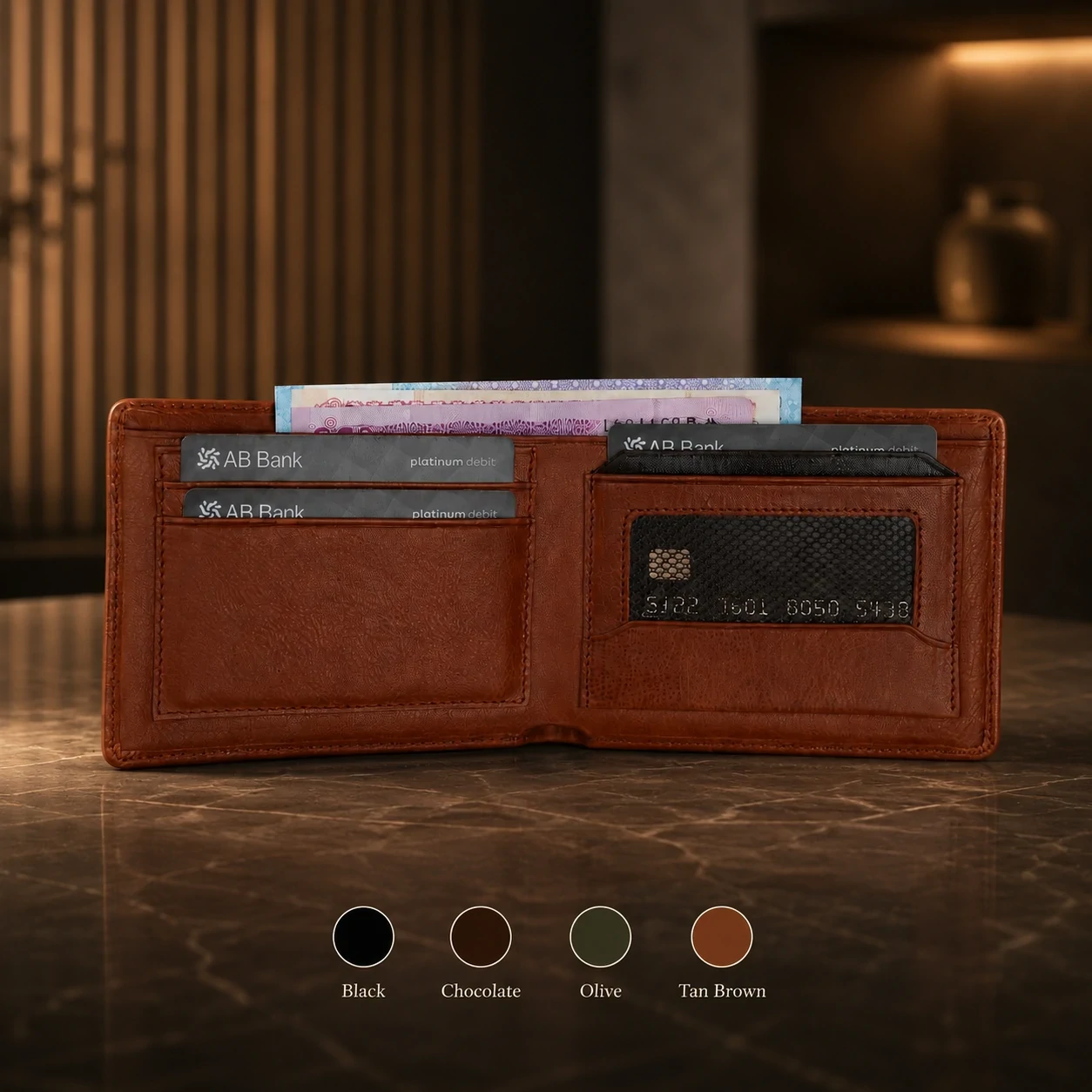 Zays Handcrafted Premium Leather Bifold Short Wallet - W105 - Image 16