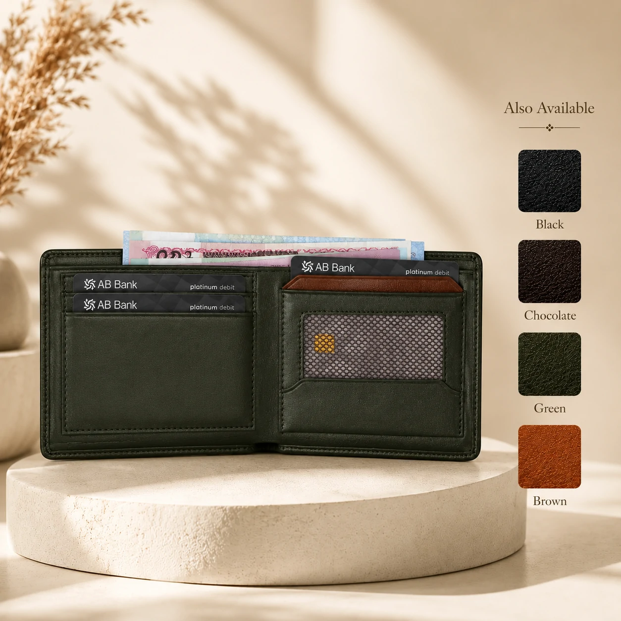 Zays Handcrafted Premium Leather Bifold Short Wallet - W105