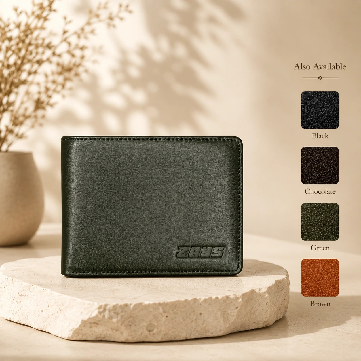 Zays Handcrafted Premium Leather Bifold Short Wallet - W105 - Image 25