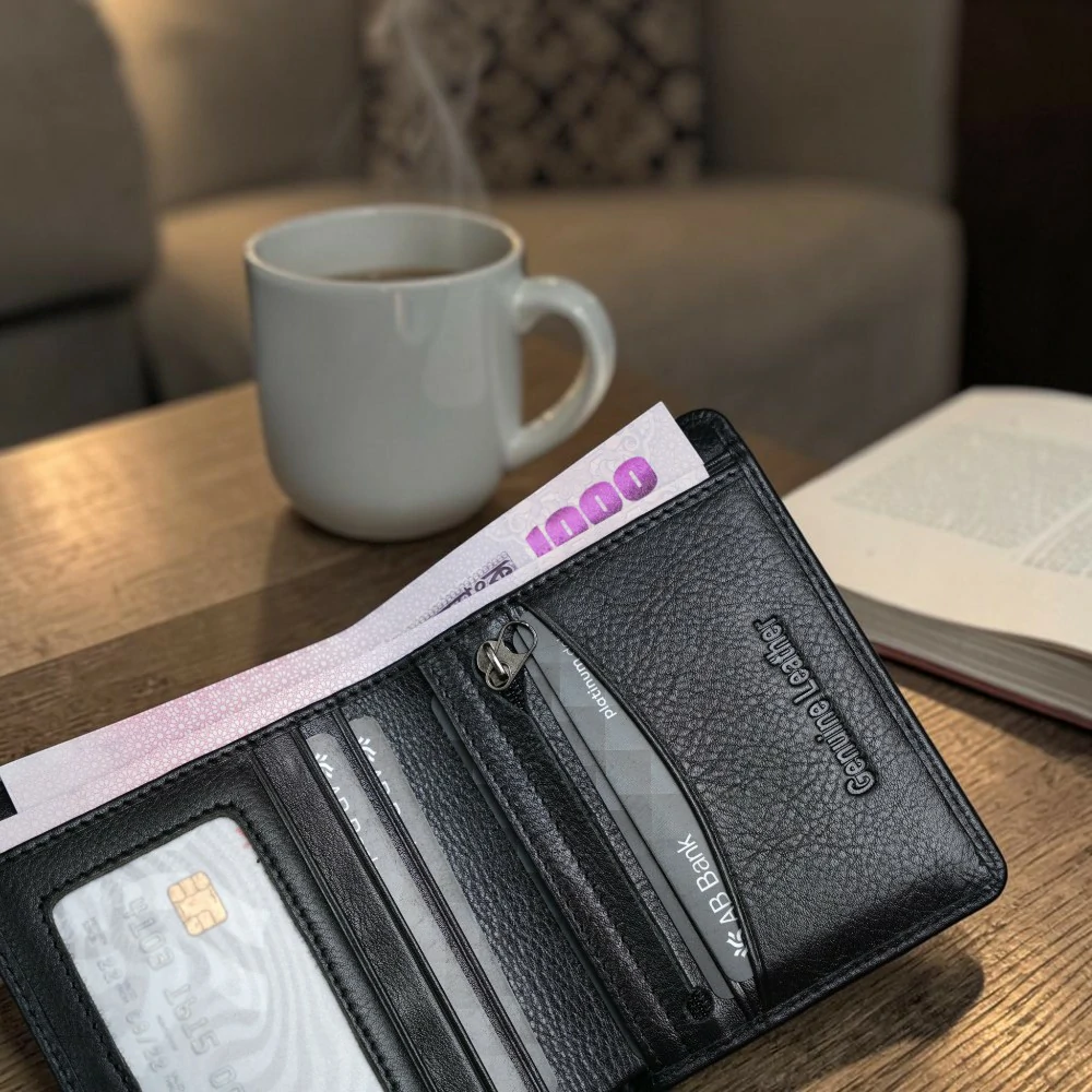 Zays Handcrafted Premium Leather Bifold Short Wallet - W106 - Image 15