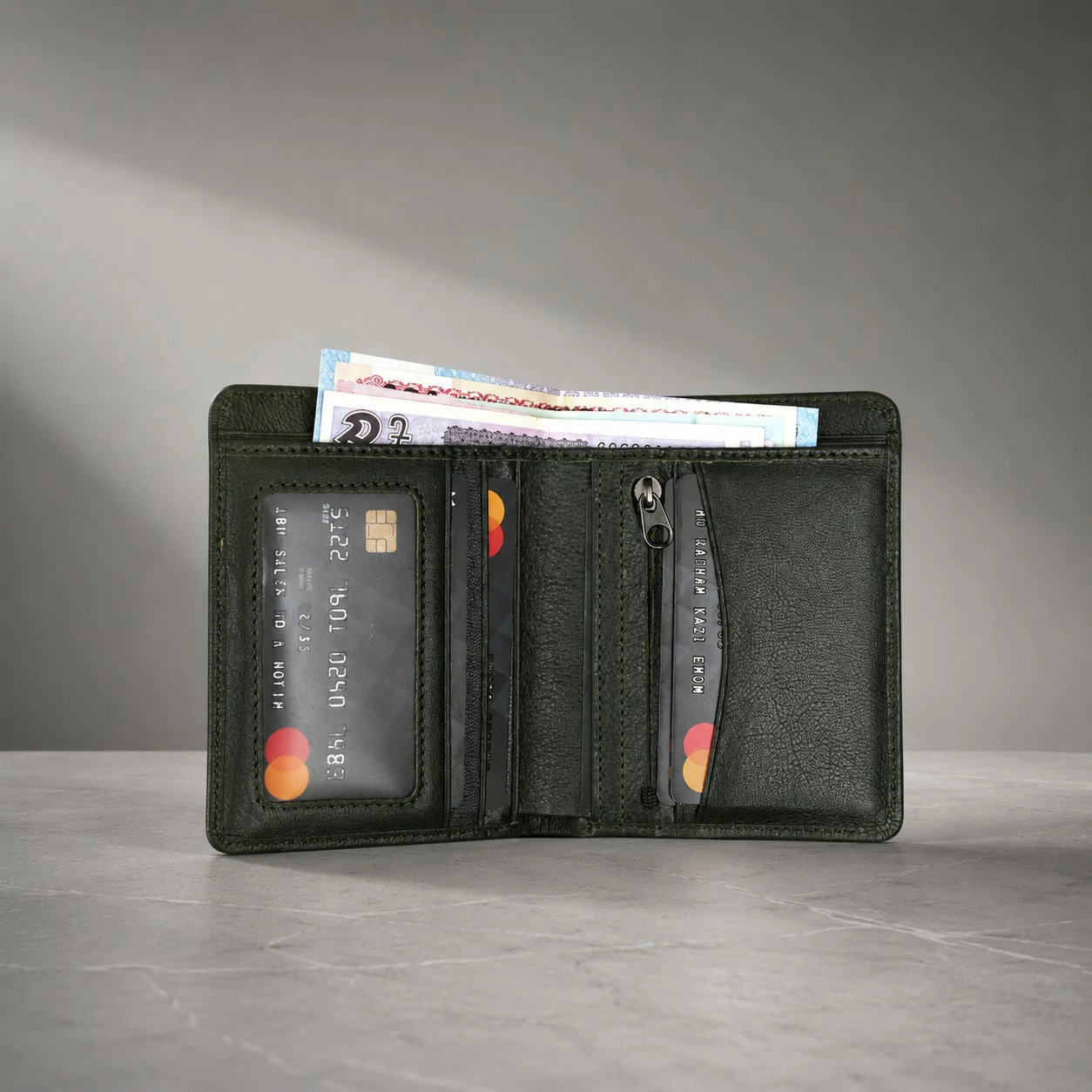 Zays Handcrafted Premium Leather Bifold Short Wallet - W106 - Image 20