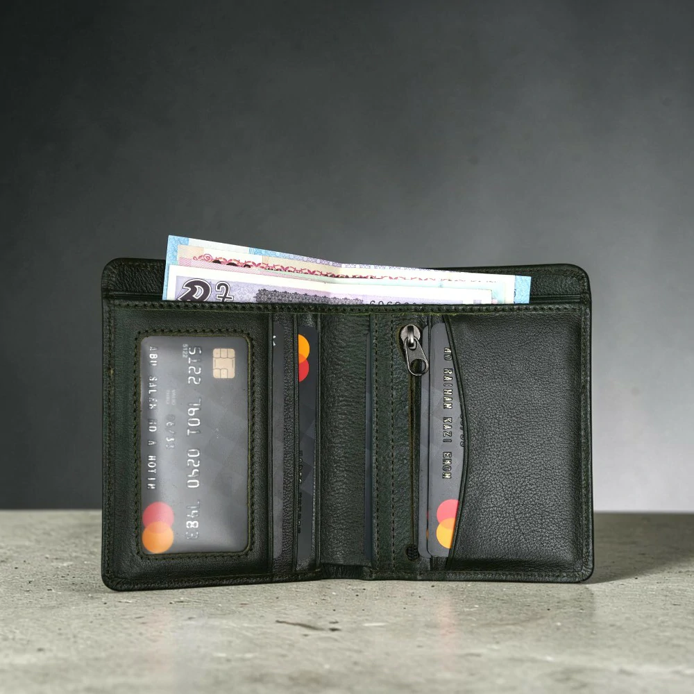 Zays Handcrafted Premium Leather Bifold Short Wallet - W106 - Image 18