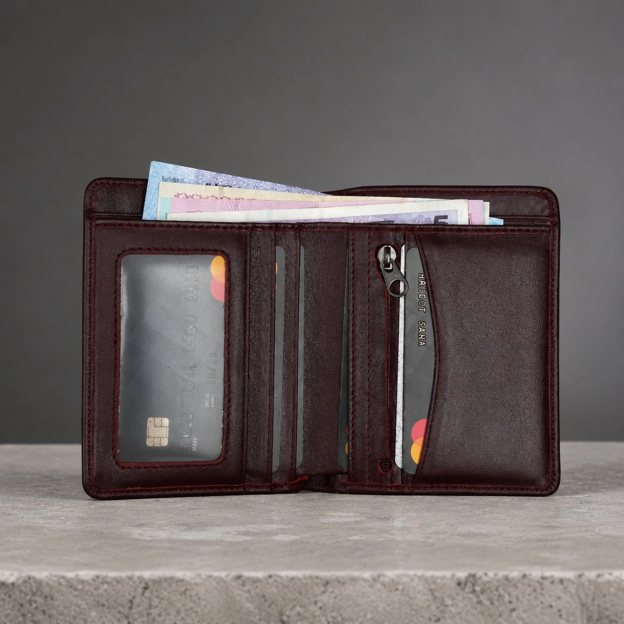 Zays Handcrafted Premium Leather Bifold Short Wallet - W106 - Image 21