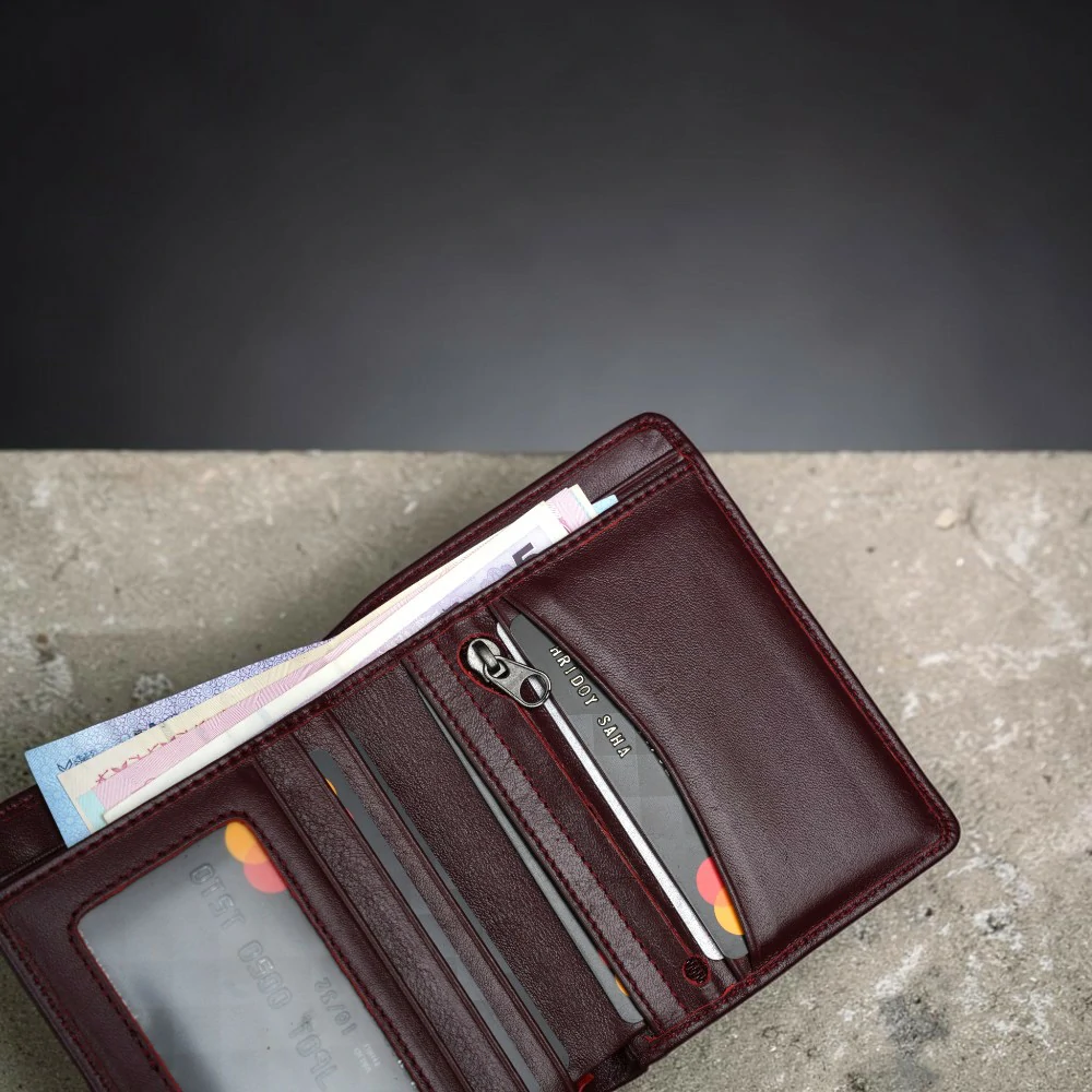 Zays Handcrafted Premium Leather Bifold Short Wallet - W106 - Image 22