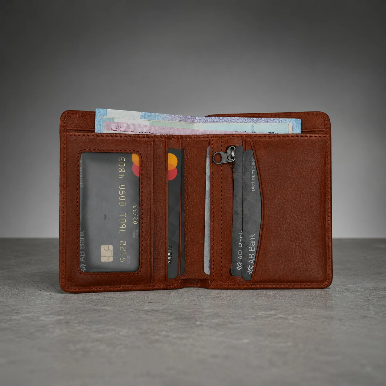 Zays Handcrafted Premium Leather Bifold Short Wallet - W106 - Image 25