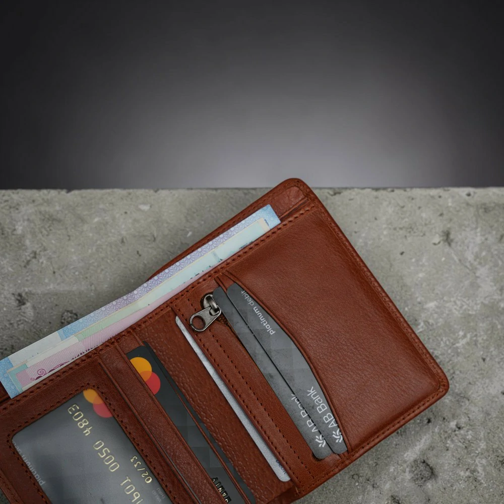 Zays Handcrafted Premium Leather Bifold Short Wallet - W106 - Image 23
