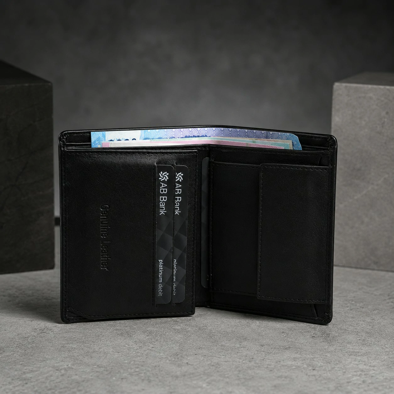 Zays Handcrafted Premium Leather Bifold Short Wallet - W107 - Image 11