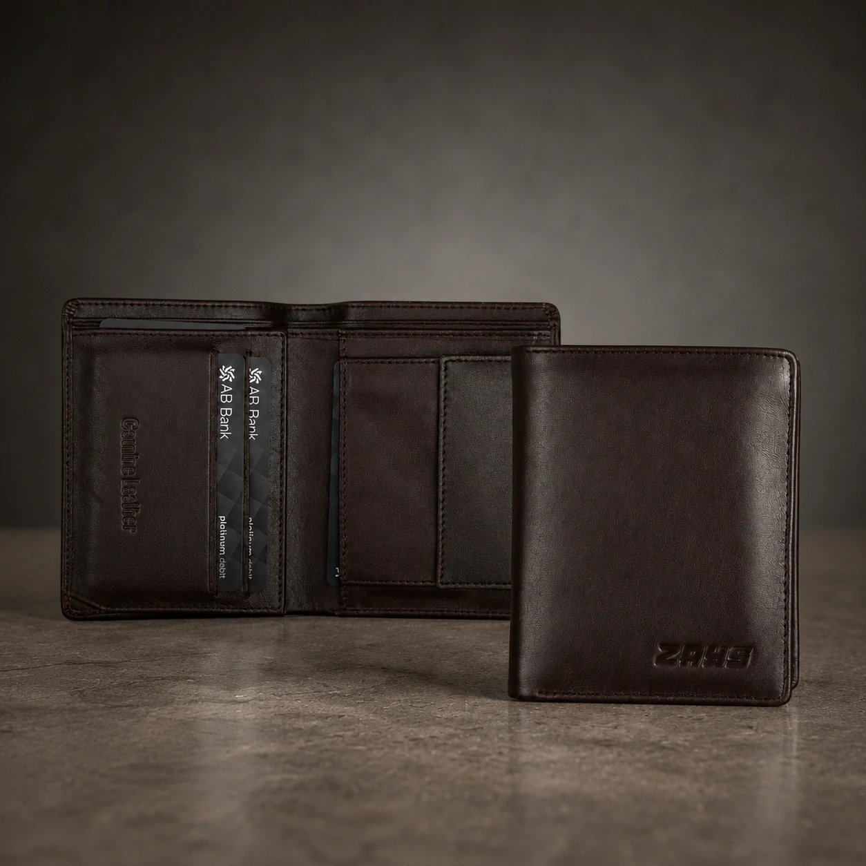Zays Handcrafted Premium Leather Bifold Short Wallet - W107 - Image 3
