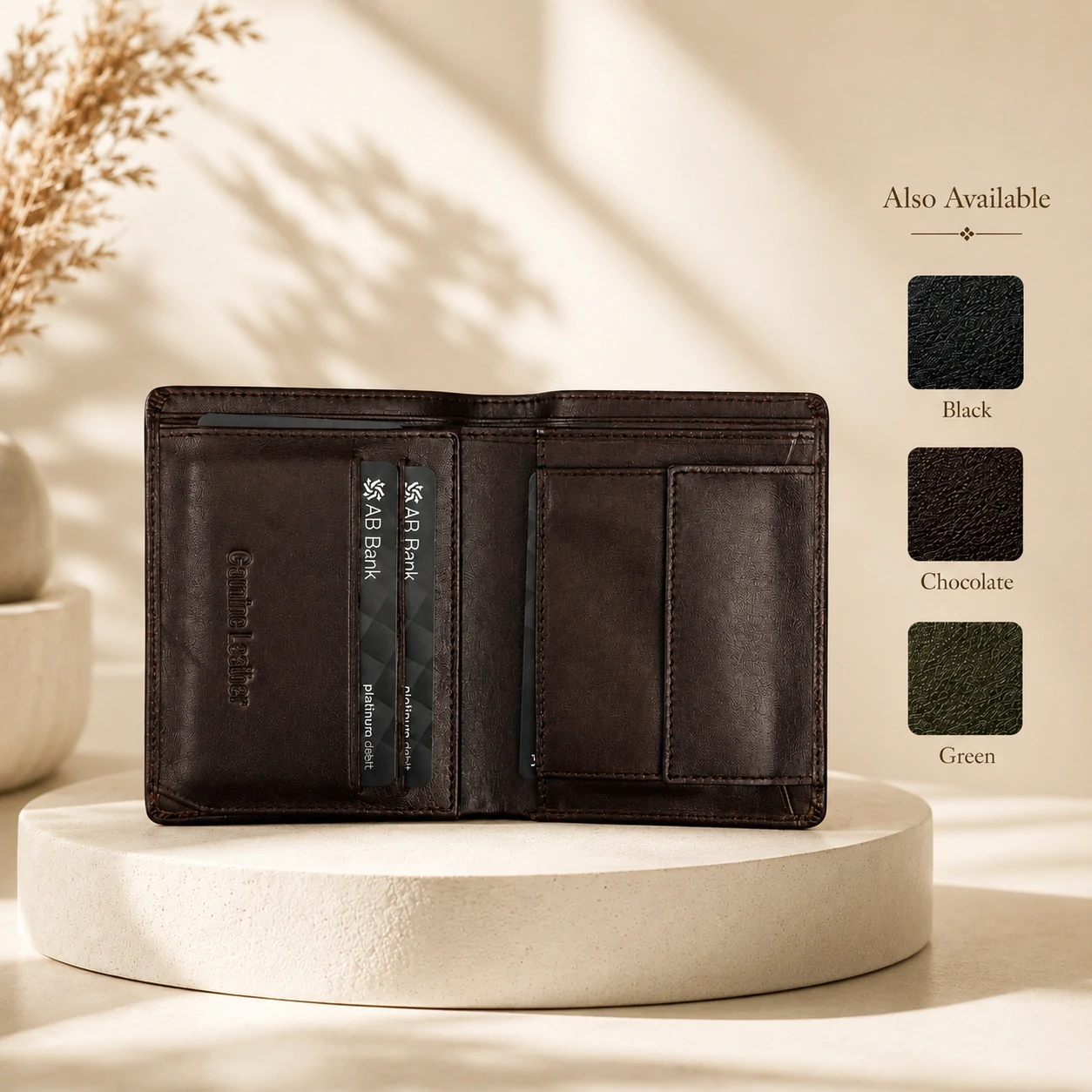 Zays Handcrafted Premium Leather Bifold Short Wallet - W107
