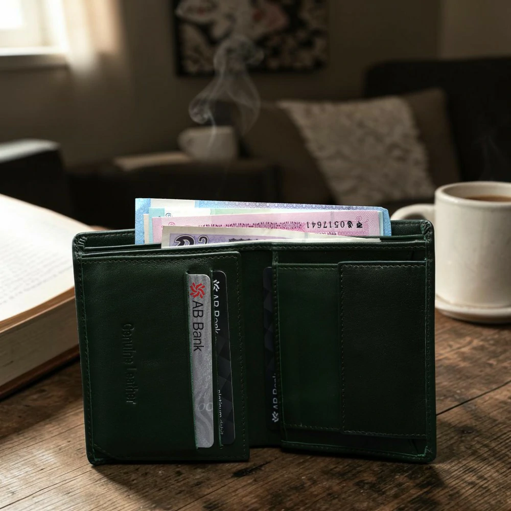 Zays Handcrafted Premium Leather Bifold Short Wallet - W107 - Image 19
