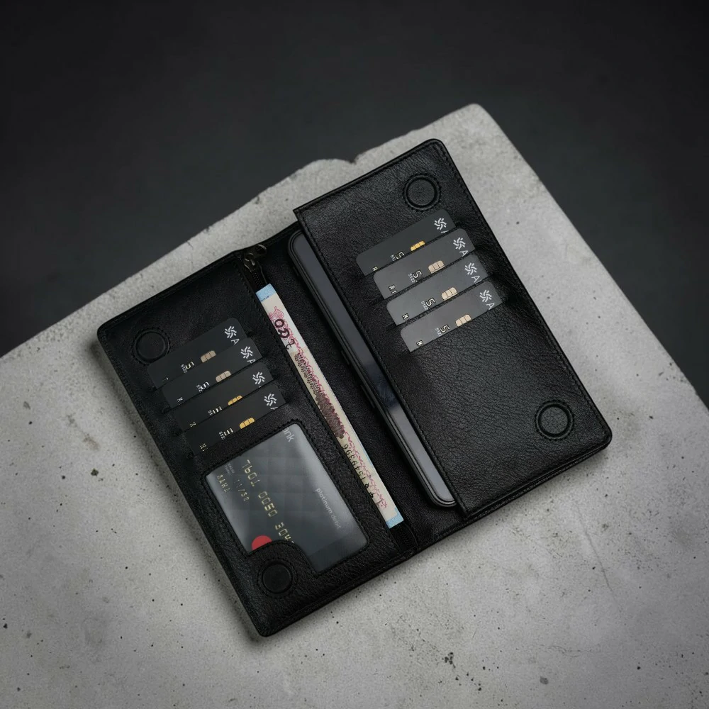 Zays Handcrafted Premium Eco-Friendly Leather Long Wallet for Mobile and Many things - W108 - Image 15