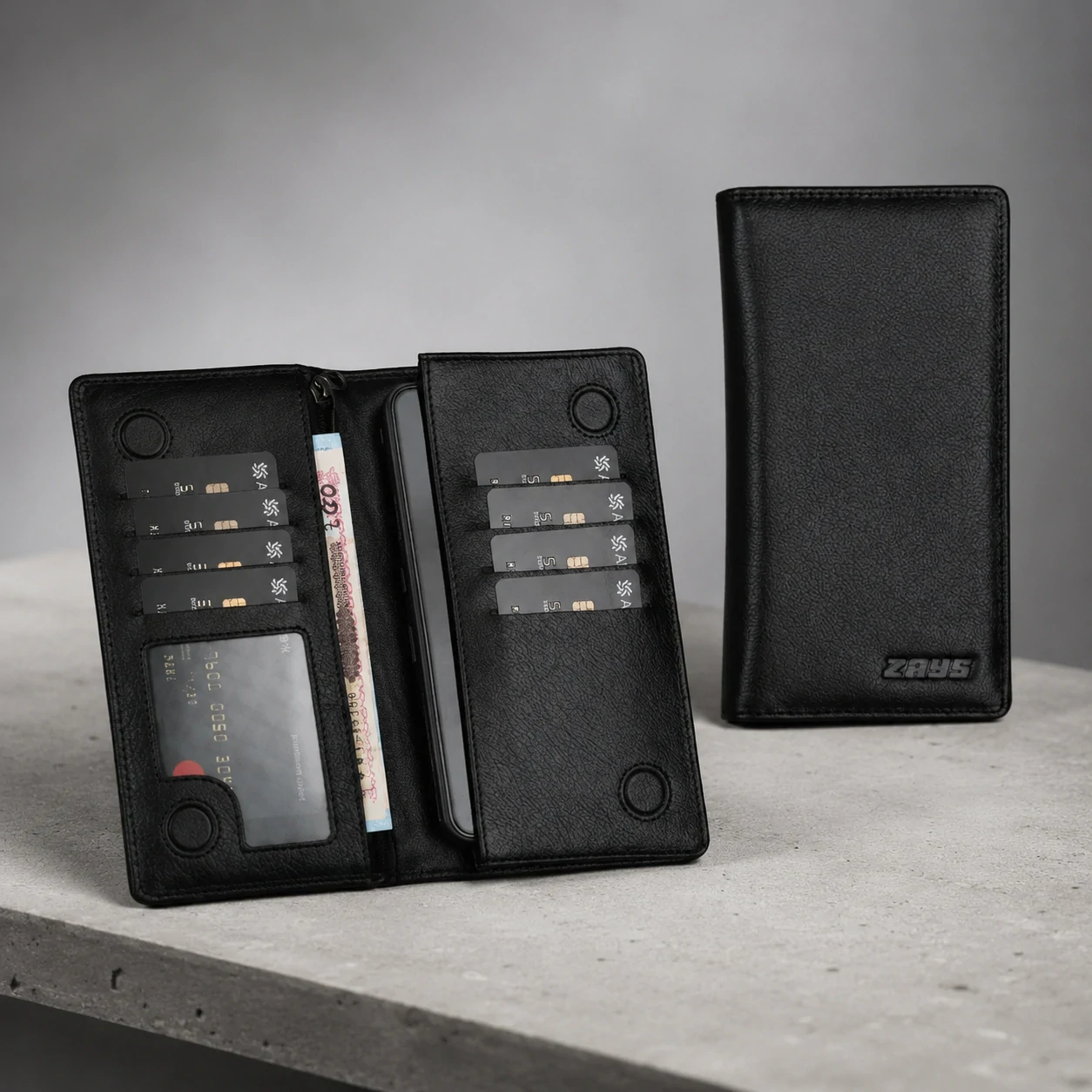 Zays Handcrafted Premium Eco-Friendly Leather Long Wallet for Mobile and Many things - W108 - Image 3