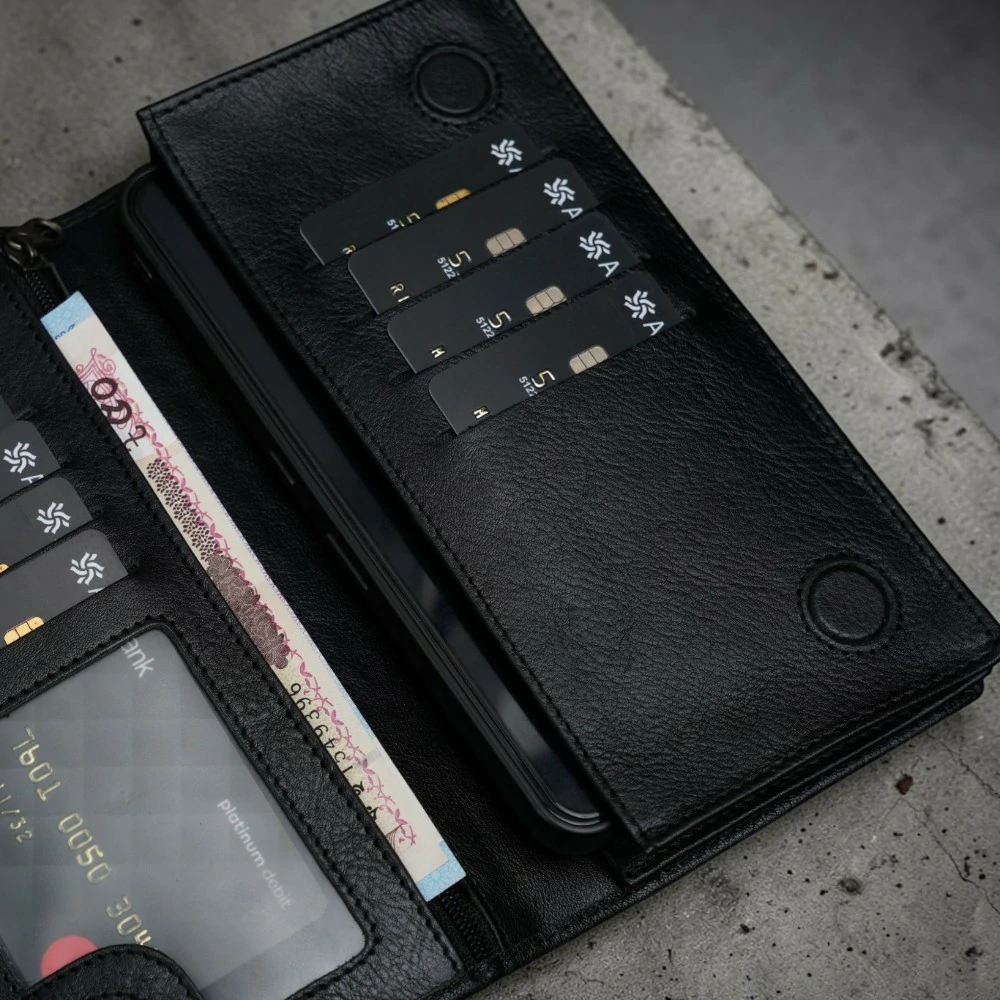 Zays Handcrafted Premium Eco-Friendly Leather Long Wallet for Mobile and Many things - W108 - Image 16