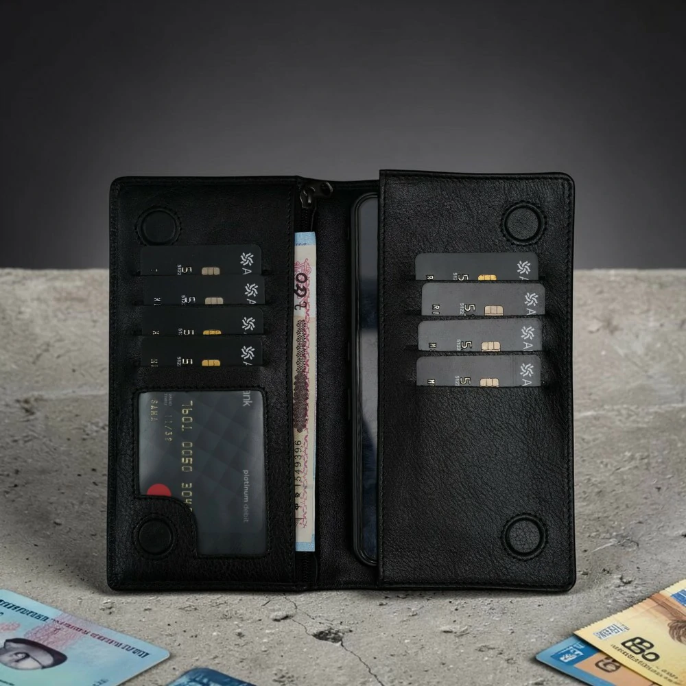 Zays Handcrafted Premium Eco-Friendly Leather Long Wallet for Mobile and Many things - W108 - Image 17