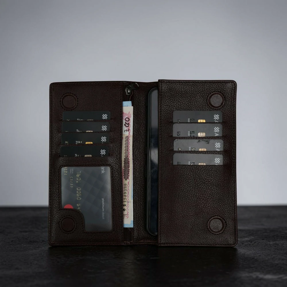 Zays Handcrafted Premium Eco-Friendly Leather Long Wallet for Mobile and Many things - W108 - Image 19