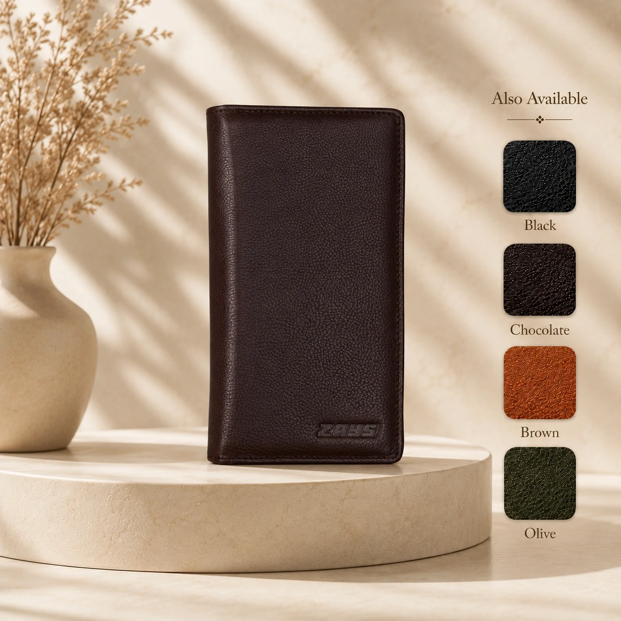 Zays Handcrafted Premium Eco-Friendly Leather Long Wallet for Mobile and Many things - W108 - Image 14