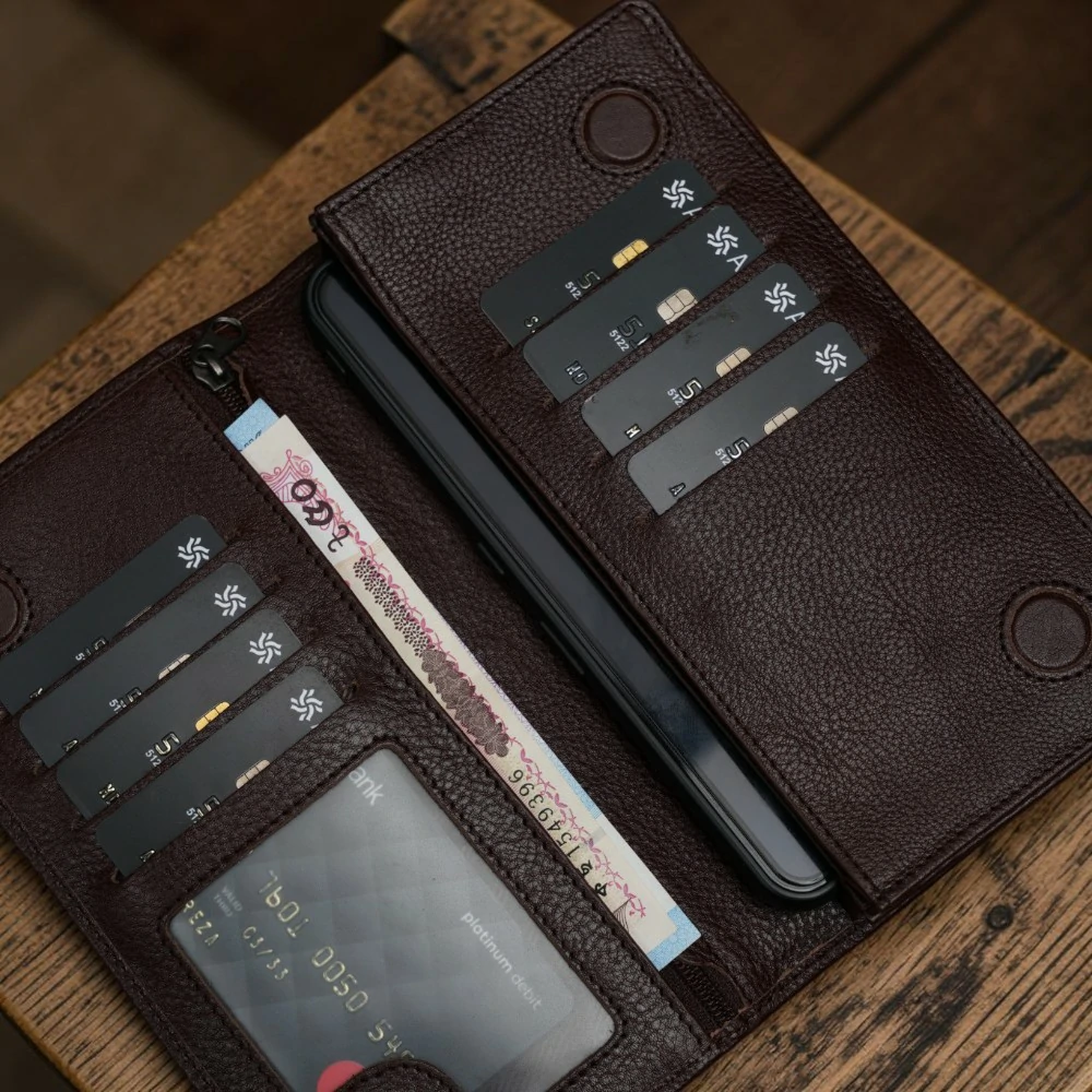 Zays Handcrafted Premium Eco-Friendly Leather Long Wallet for Mobile and Many things - W108 - Image 20