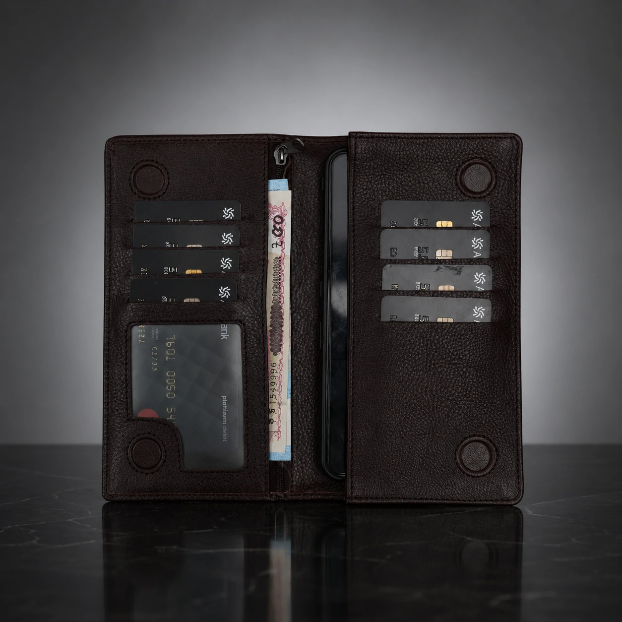 Zays Handcrafted Premium Eco-Friendly Leather Long Wallet for Mobile and Many things - W108 - Image 23