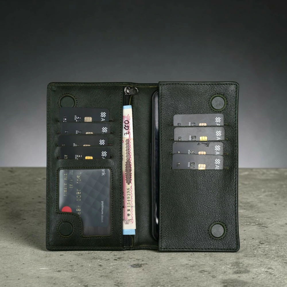 Zays Handcrafted Premium Eco-Friendly Leather Long Wallet for Mobile and Many things - W108 - Image 28