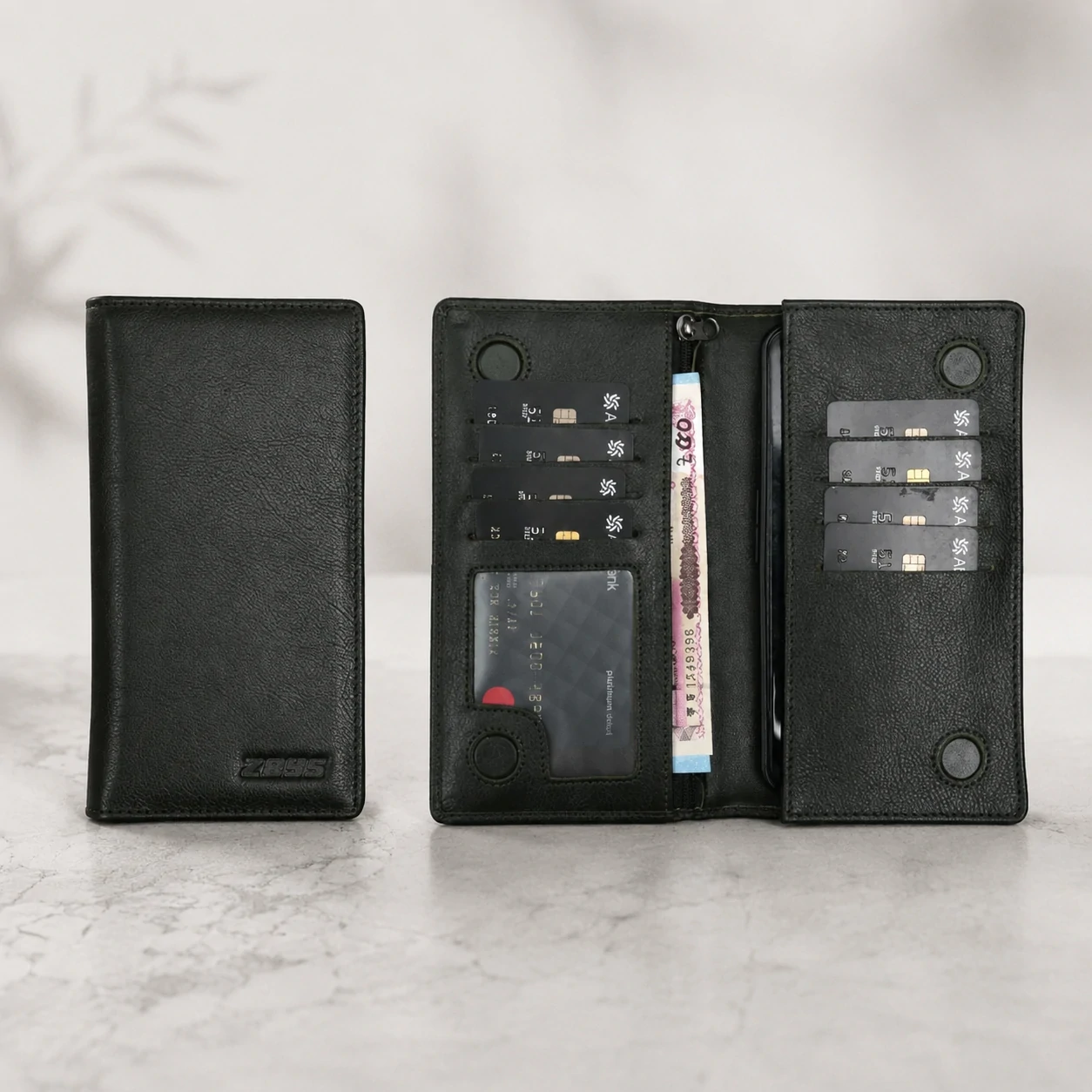 Zays Handcrafted Premium Eco-Friendly Leather Long Wallet for Mobile and Many things - W108 - Image 5