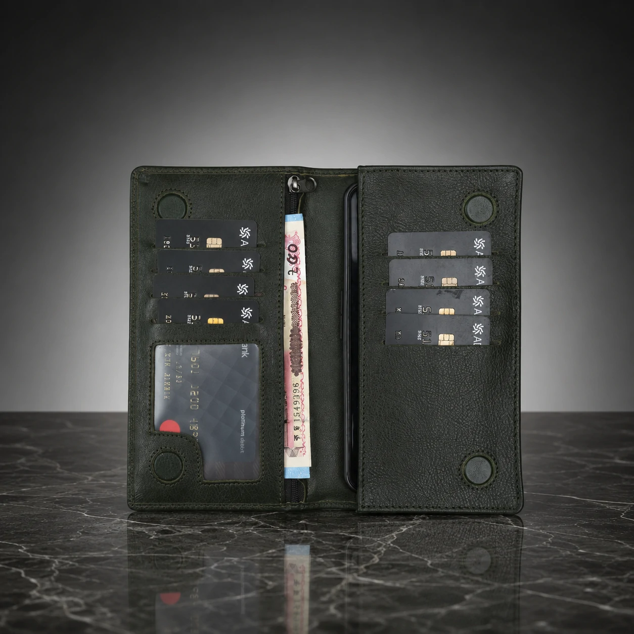 Zays Handcrafted Premium Eco-Friendly Leather Long Wallet for Mobile and Many things - W108 - Image 33